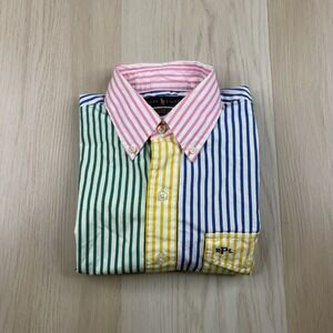 Ralph Lauren Mens Multicolor Striped Classic Fit Stretch Poplin Fun Shirt Size S